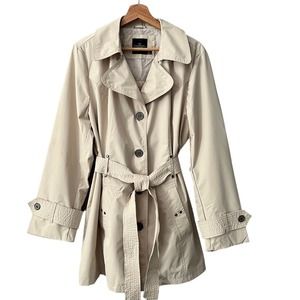 NEW! Faded Glory Women's Lightweight Trench Rain Coat Size 1X Cream Beige